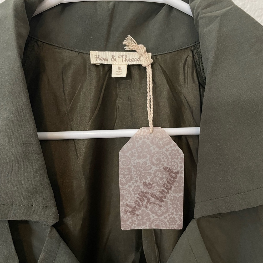 Hem & Thread Olive Green Jacket Utility Dress Medium - Picture 4 of 7